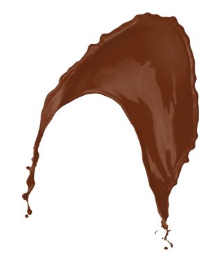 Beyaz arka planda bir çikolata rengi sıçraması