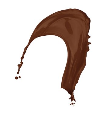 Beyaz arka planda bir çikolata rengi sıçraması