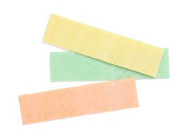 Beyaz, üst görünümde izole edilmiş lezzetli baloncuk diş etleri çubukları