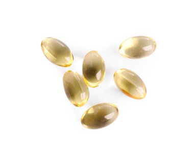 Birçok hap beyaz, üst görünümde izole