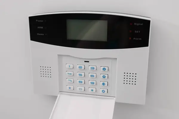 Huisbeveiliging Alarmsysteem Witte Muur Binnen — Stockfoto