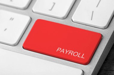 Klavyede kelime maaşı olan kırmızı düğme, kapat