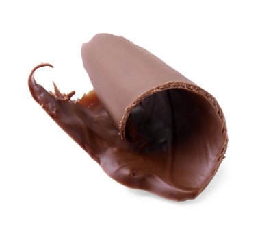 Beyaza izole edilmiş lezzetli bir çikolata buklesi.