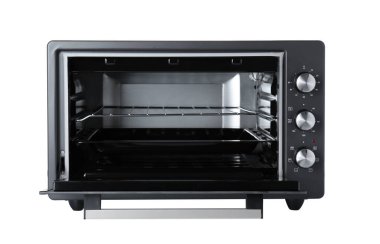 Beyaza izole edilmiş bir elektrikli fırın. Yemek pişirme aygıtı