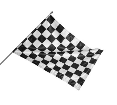 One checkered finish flag isolated on white clipart