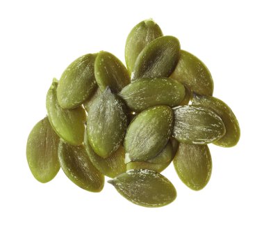 Kabak çekirdeği yığını beyaz, üst görünümde izole