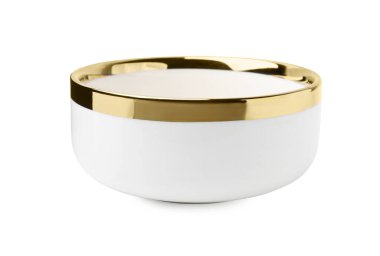 Beyaza izole edilmiş bir seramik kase. Mutfak aletleri