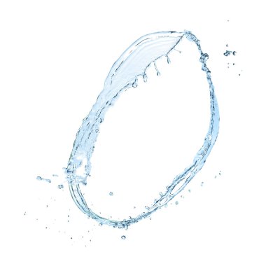 Çember şeklinde taze su serpintisi beyaz üzerinde izole edilmiş.