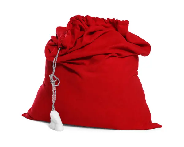 Santa Claus Red Bag Full Presents Isolated White — Stock Photo, Image