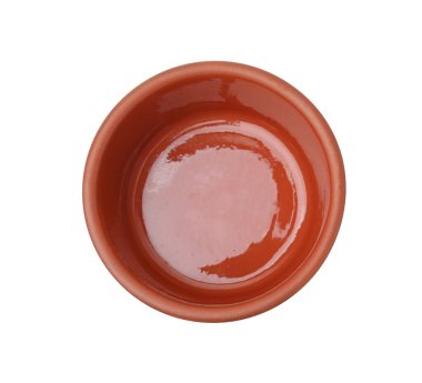 Bir kase beyaza izole edilmiş, üst manzara. Mutfak aletleri