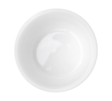 Bir seramik bardak beyaza izole edilmiş, üst manzara. Mutfak aletleri