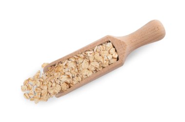 Tahta kepçe yulaf ezmesi, beyaz, üst manzara