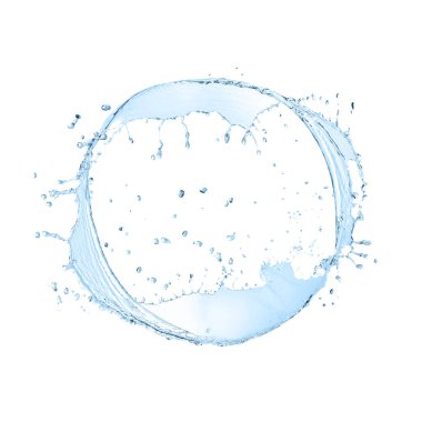 Çember şeklinde taze su serpintisi beyaz üzerinde izole edilmiş.