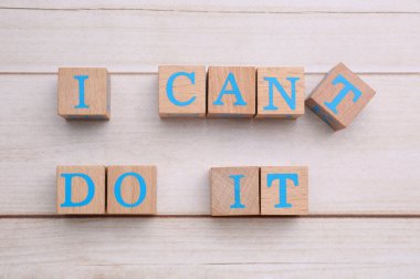 Motivasyon konsepti. I Can 't Do It' ten I Can 't Do It' e geçiş cümlesini 