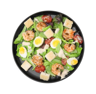 Beyaz karidesli nefis Sezar salatası.