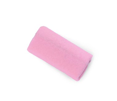 Pembe çiğnenmiş şeker. Meyan kökü, beyaz, üst manzara.