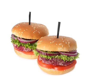 Beyaz pancar köfteli lezzetli vejetaryen burgerler.