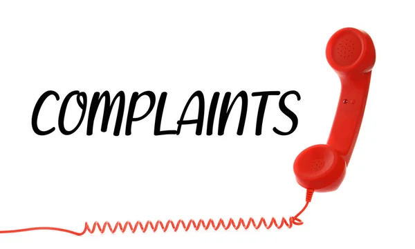 Corded Telephone Handset Word Complaints White Background — Stock Photo, Image