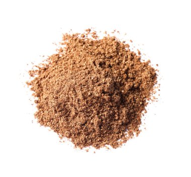 Beyaz, üst görünüm izole aromatik oyma (Pers kimyon) toz yığını