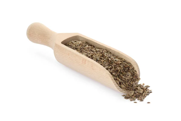 stock image Scoop with dry dill seeds isolated on white