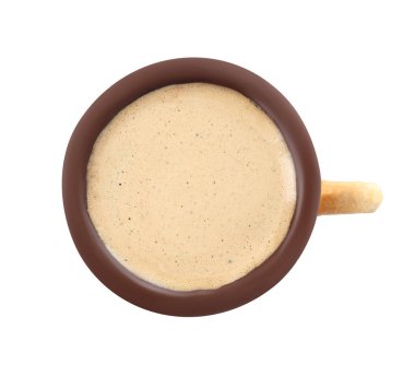 Sütlü ve beyaz kahve kaplı nefis bisküvi fincanı.