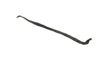 Bir aromatik vanilya kabuğu beyaza izole edilmiş.