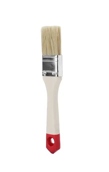 One Wooden Paint Brush Isolated White — Stock Photo, Image