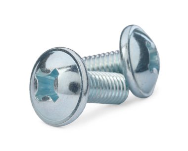 İki metal kiriş baş vida beyaz izole