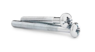 Metal civatalar beyaza izole edilmiş. Donanım aracı
