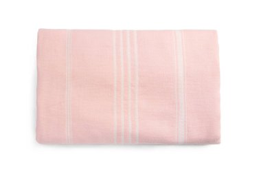 Bir katlanmış plaj havlusu, beyaz manzaralı.