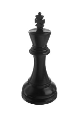 Siyah tahta satranç kralı beyaz üzerine izole edilmiş.