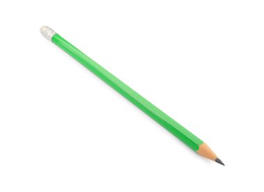 Beyaza izole edilmiş keskin bir grafit kalem.