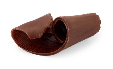 Beyaza izole edilmiş lezzetli bir çikolata buklesi.