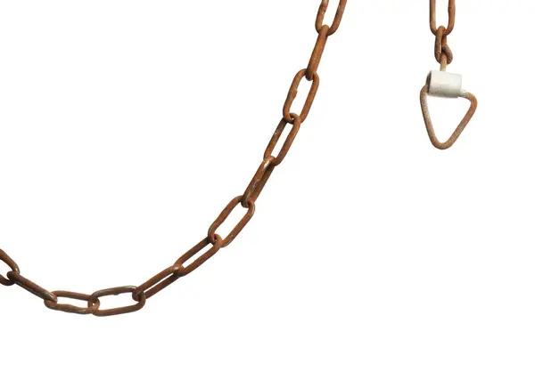 One Rusty Metal Chain Isolated White — Stock Photo, Image