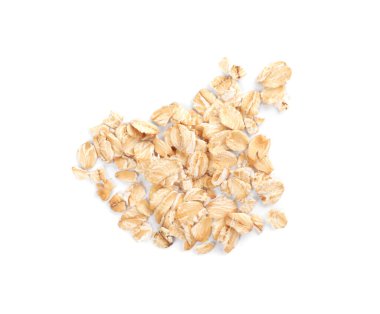 Yulaf ezmesi yığını beyaz, üst görünümde izole.