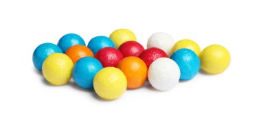 Birçok lezzetli baloncuk diş etleri beyaza izole edilmiş.