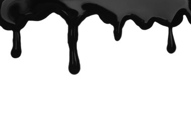 Beyaz arkaplanda siyah yapışkan sıvı akıyor