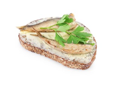 Tütsülenmiş balık ve maydanozlu nefis sandviç.