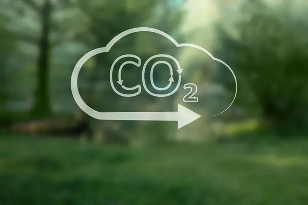 명확한 공기의 화살표와 아름다운 구름의 일러스트에 Co2 — 스톡 사진