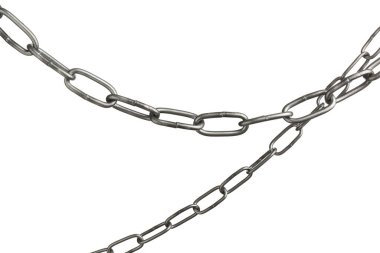 Beyaza izole edilmiş iki metal zincir.