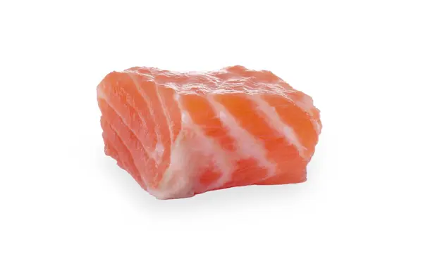 stock image Piece of fresh raw salmon isolated on white