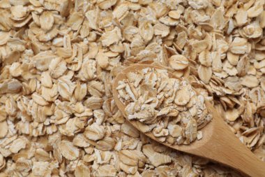 Yulaf ezmeli ahşap kaşık, manzaralı. Metin için boşluk