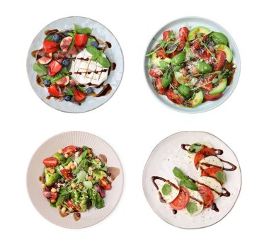 Balzamik sirke ile nefis salatalar beyaz, üst görünüm