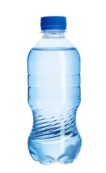 Uma Garrafa Plástico Com Água Fresca Isolada Branco Imagem De Stock