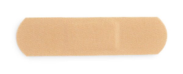 One medical adhesive bandage isolated on white, top view