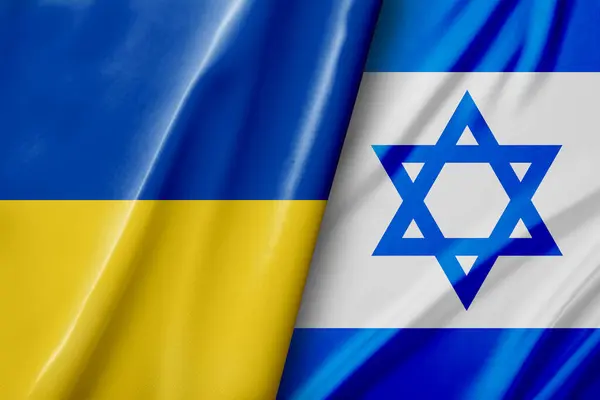 International relations. National flags of Ukraine and Israel
