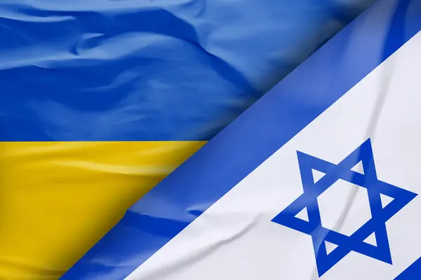 International relations. National flags of Ukraine and Israel