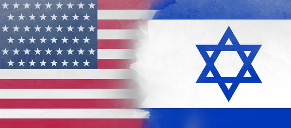 Relaciones Internacionales Banderas Nacionales Israel Estados Unidos Superficie Texturizada Diseño —  Fotos de Stock