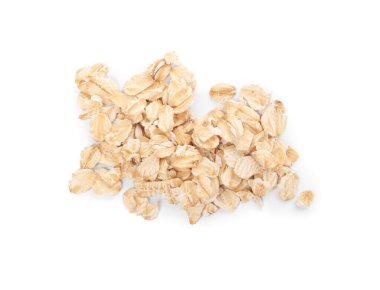 Yulaf ezmesi yığını beyaz, üst görünümde izole.