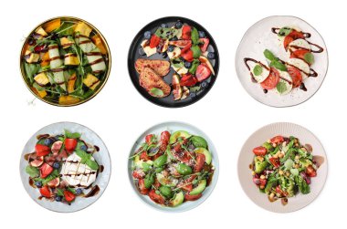 Balzamik sirke ile nefis salatalar beyaz, üst görünüm